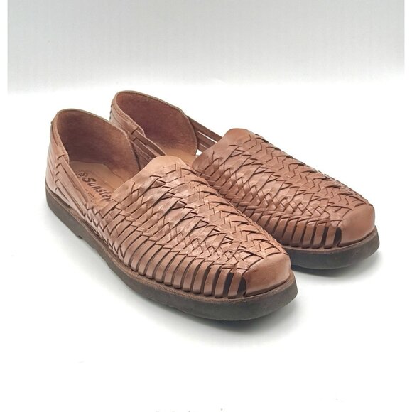 Sunsteps Men's Sz 12 Tan Hand Woven Leather Huarache Comfort Sandals - Worn Once - Picture 1 of 11